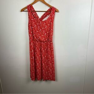 Red Floral Sleeveless Summer Dress